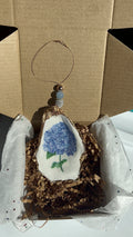 Periwinkle blue Hydrangeas Ornament. Hydrangea Shell Christmas Ornament.