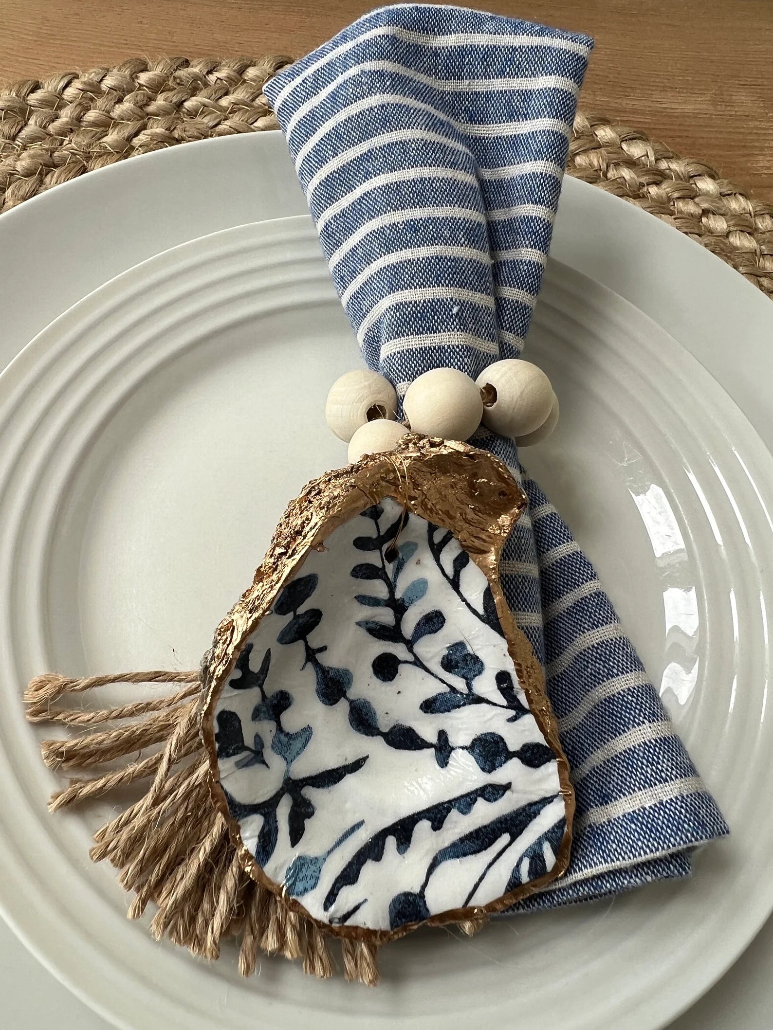Beachy coastal wedding Serena Lily inspired oyster napkin ring