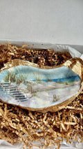 BEACH DUNES wedding favor Decoupaged Shell Dish. Beachy oyster dish gift catchall tray