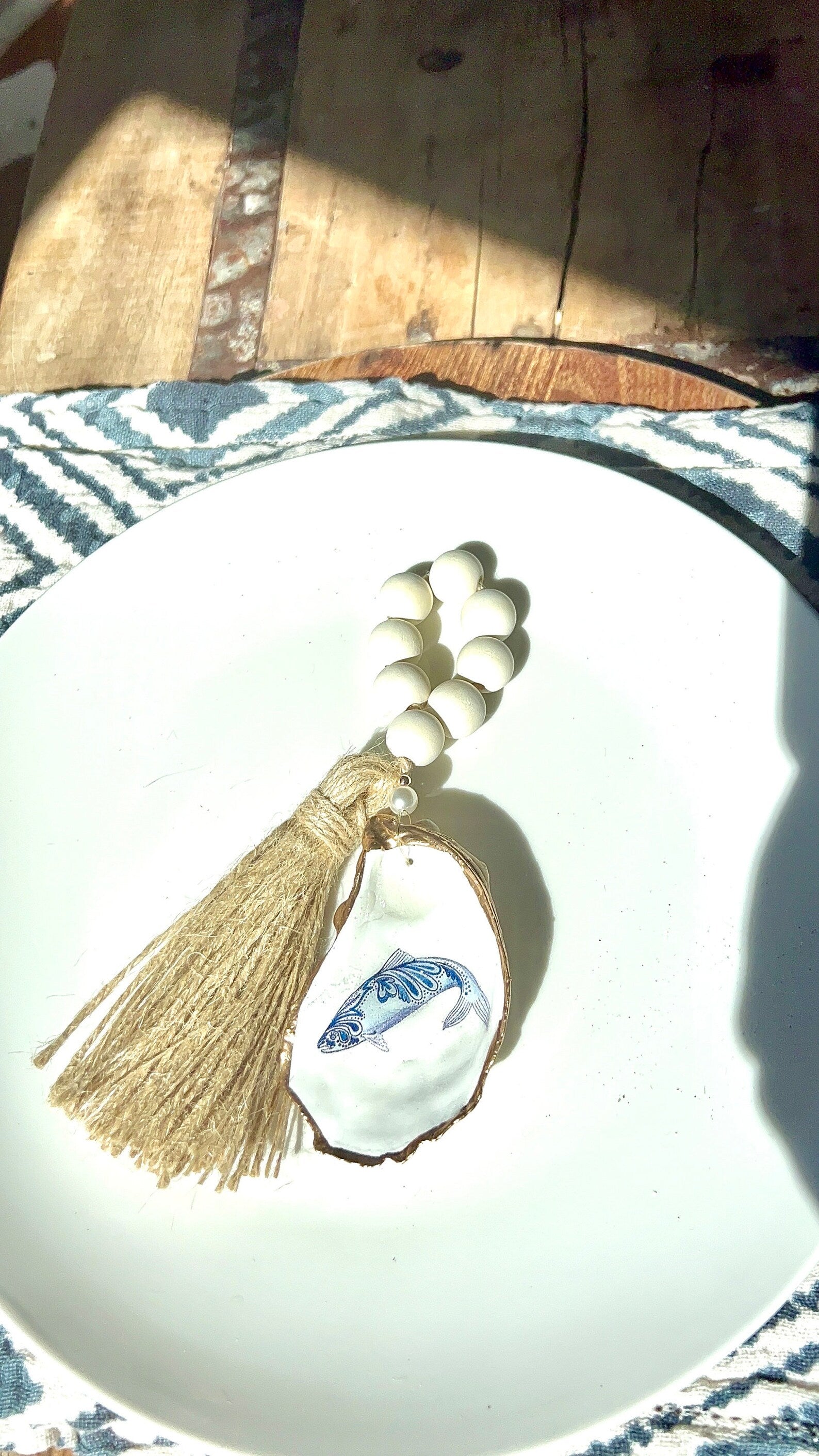 Serena/Lily style oyster shell napkin ring destination wedding favor