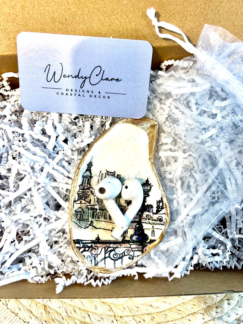 Paris France oyster shell Ornament or Trinket ring Dish French Souvenir & Memento.
