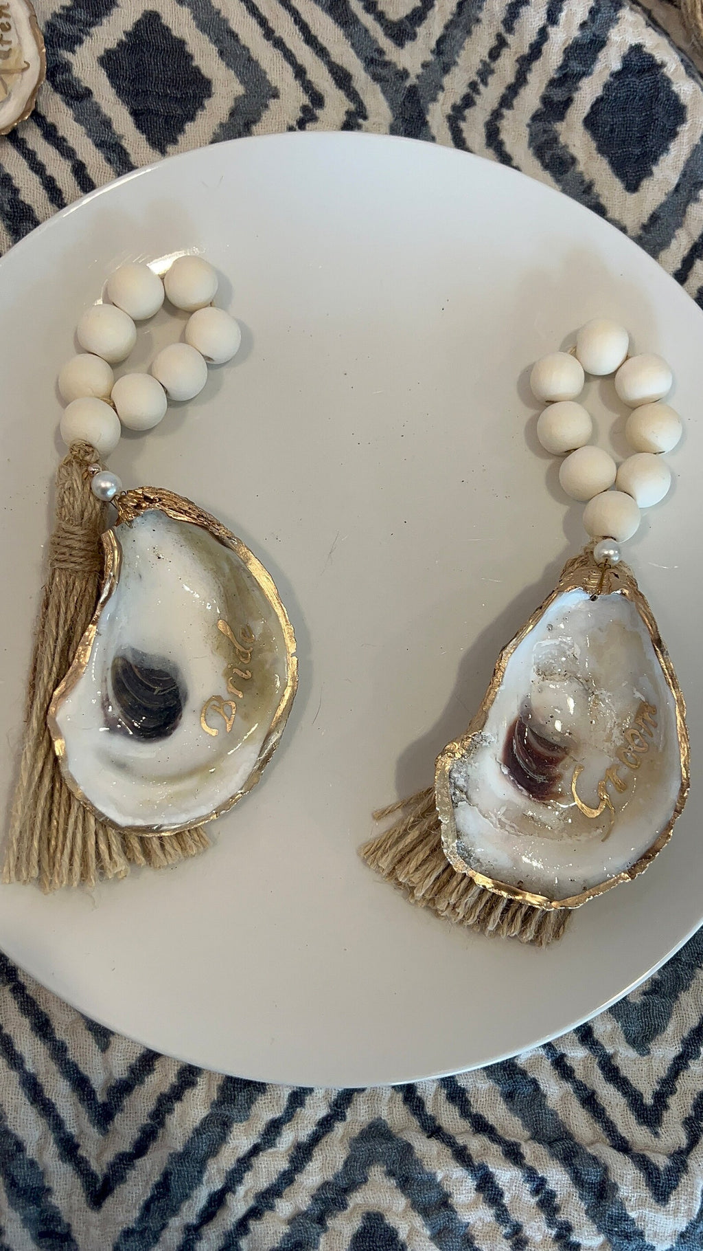 Serena/Lily style oyster shell napkin ring destination wedding favor