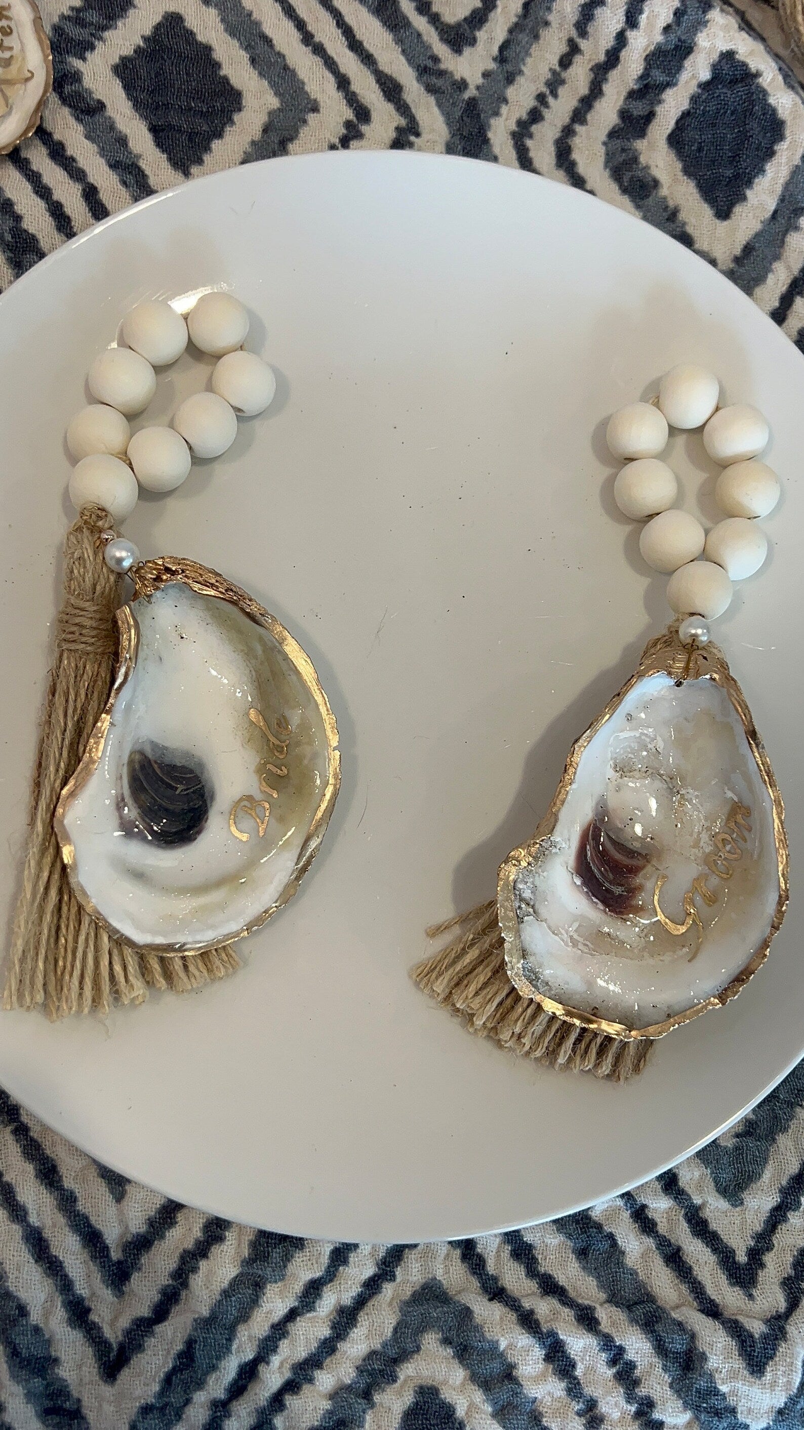 Serena/Lily style oyster shell napkin ring destination wedding favor