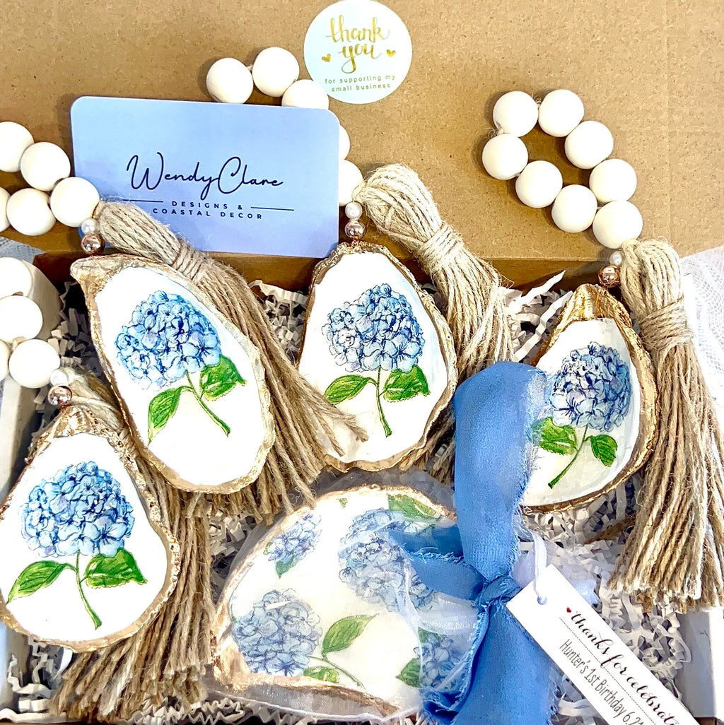Hamptons party favor and decor set coastal ring dish favor & shell napkin ring