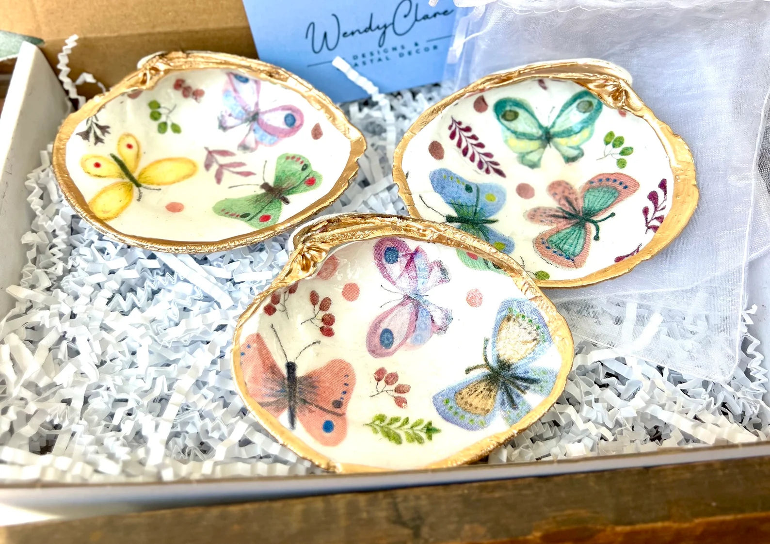 Butterfly Birthday party favor shell ring dish