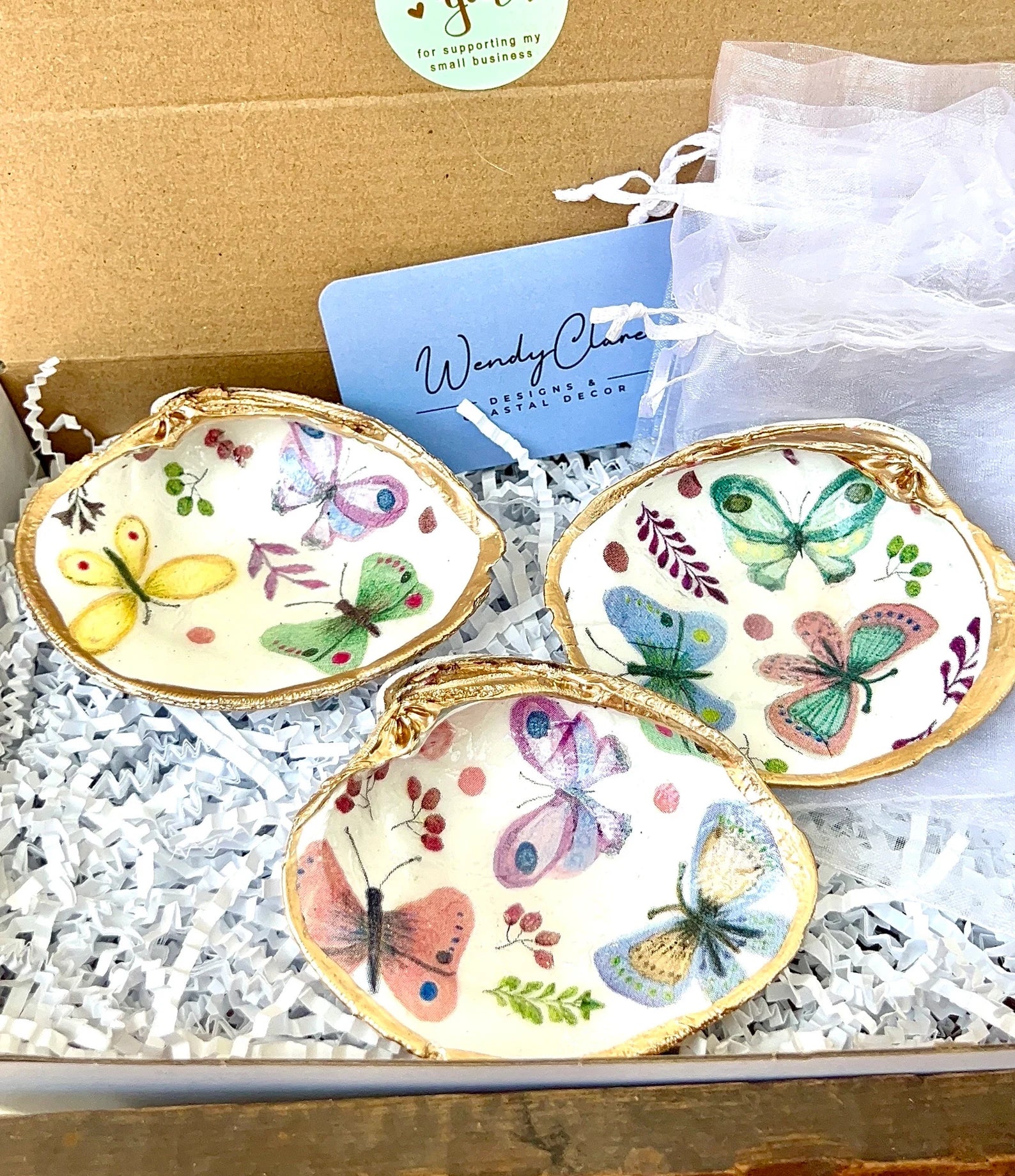 Butterfly Birthday party favor shell ring dish
