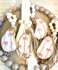 PINK BOWS Beach Bachelorette napkin Ring. Bachelorette favor shell napkin ring bow.