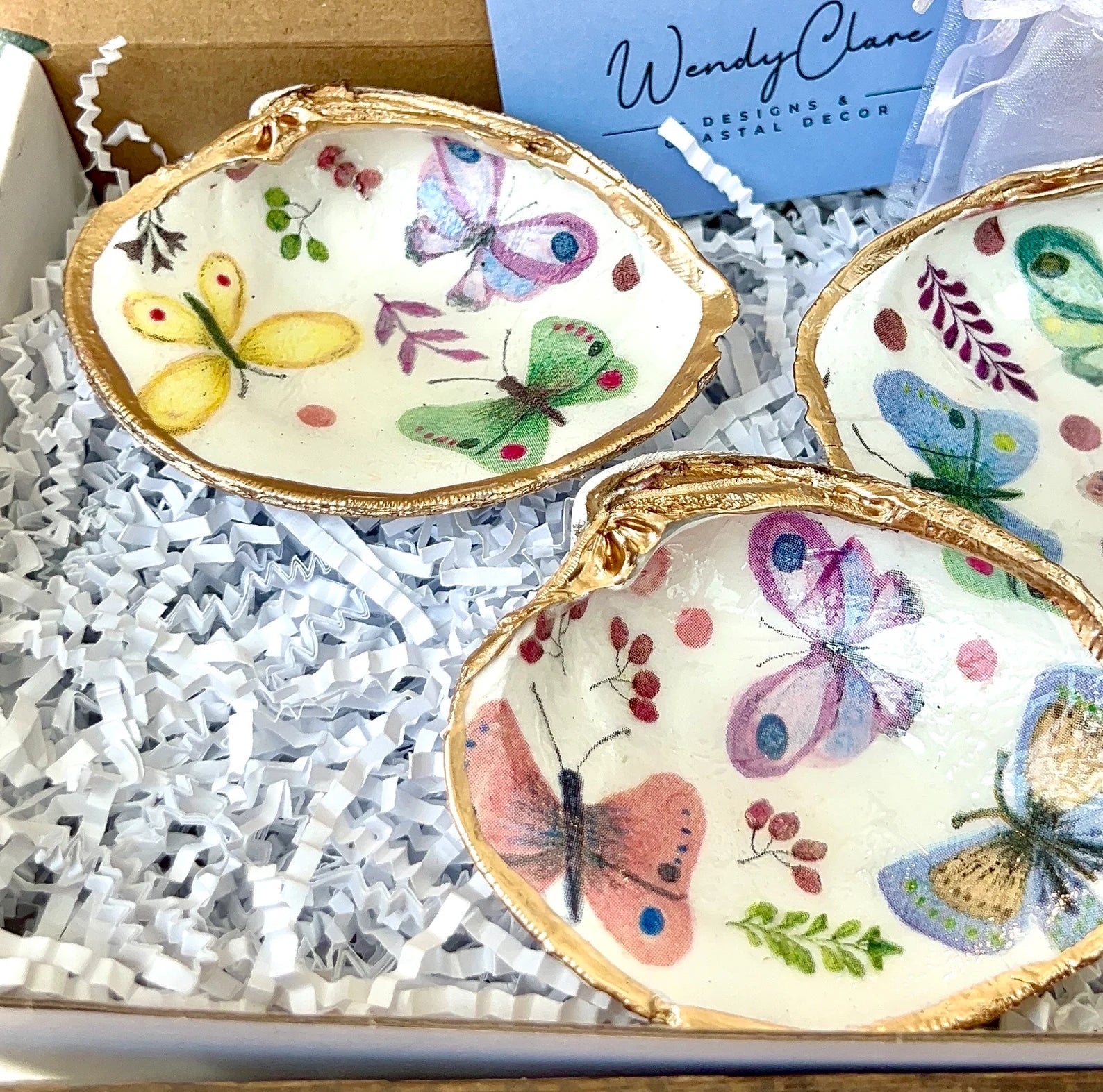 Butterfly Birthday party favor shell ring dish