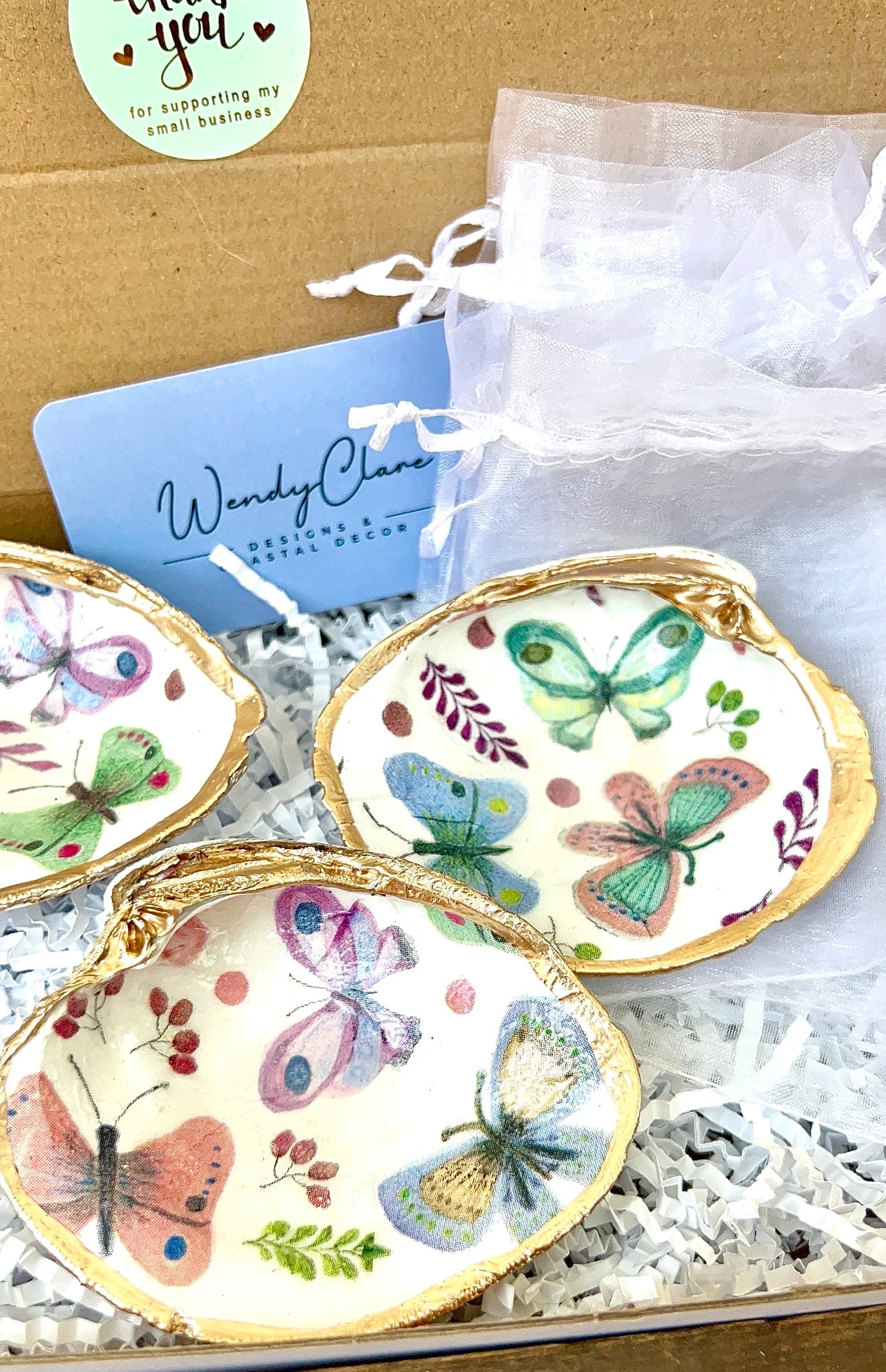 Butterfly Birthday party favor shell ring dish
