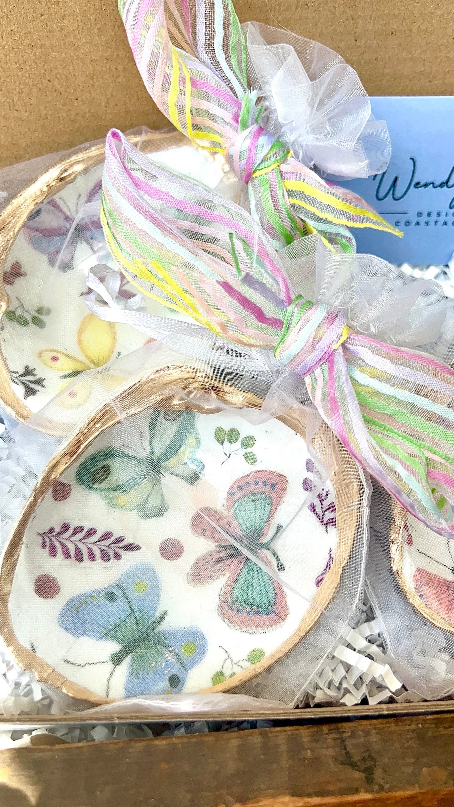 Butterfly Birthday party favor shell ring dish