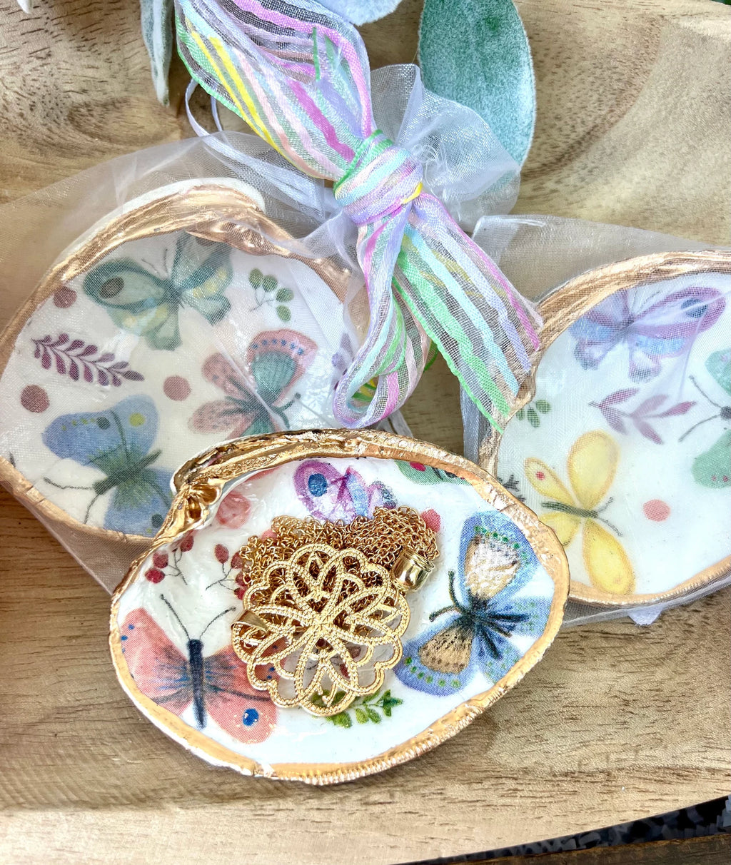 Butterfly Birthday party favor shell ring dish