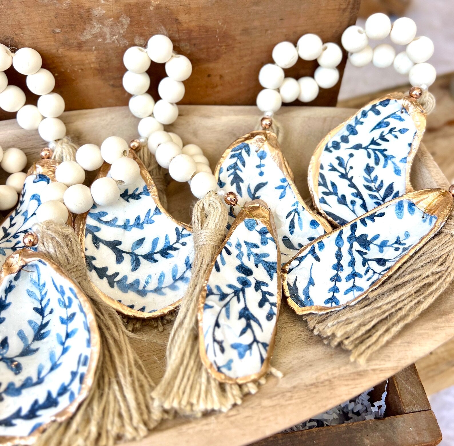 Serena/Lily style oyster shell napkin ring destination wedding favor
