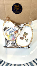 Coastal Cowgirl oyster shell Ornament Texas. Brides last ride bachelorette favor.