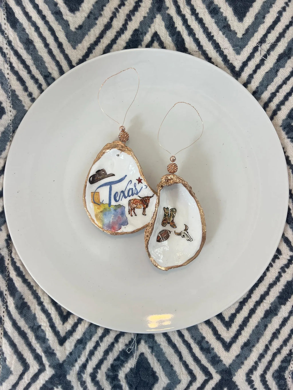 Coastal Cowgirl oyster shell Ornament Texas. Brides last ride bachelorette favor.
