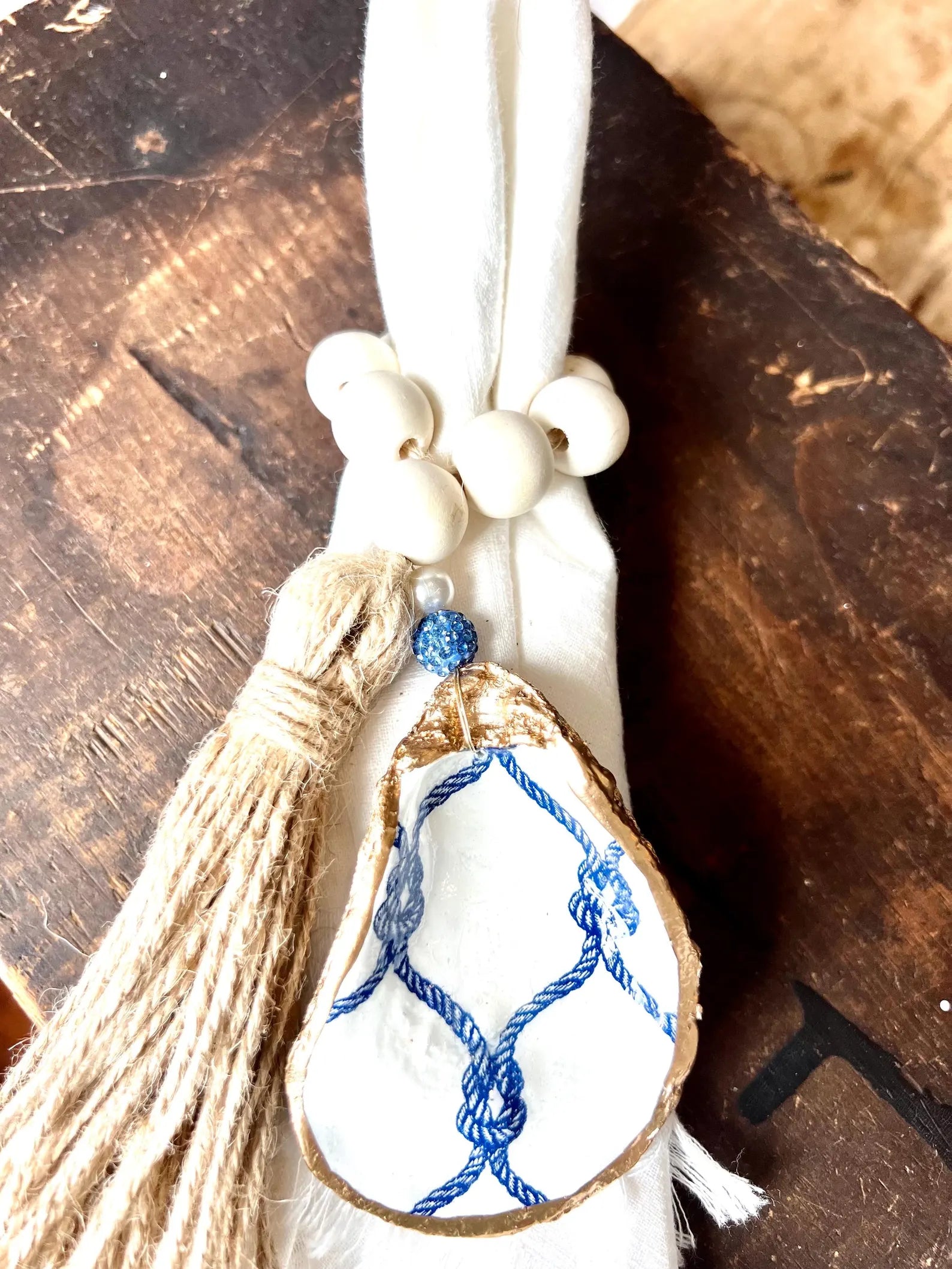 Beach Bridal shower Tie the Knot theme napkin ring or ring dish