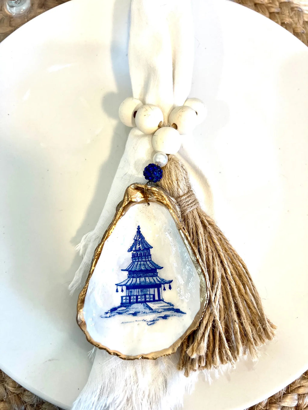 CHINOISERIE Pagoda Blue Toile Napkin Ring