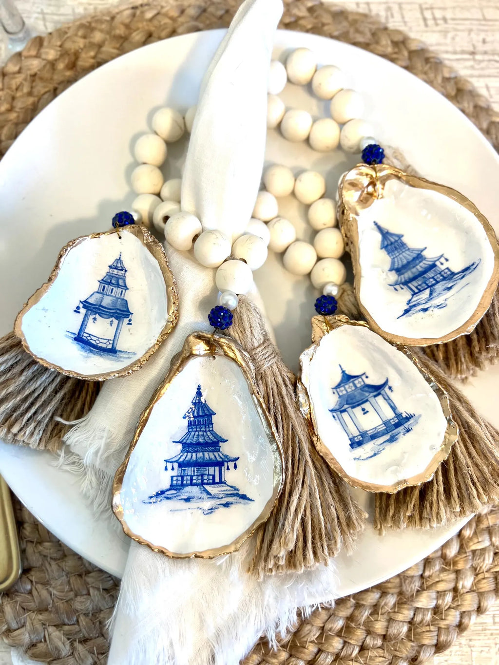CHINOISERIE Pagoda Blue Toile Napkin Ring