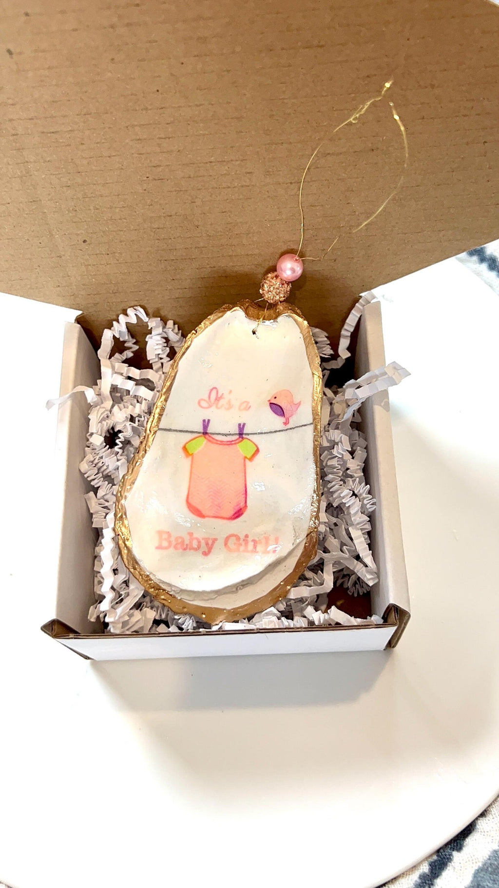 Girl baby shower ornament gift idea. Baby girl present idea. Girl baby shower favor.