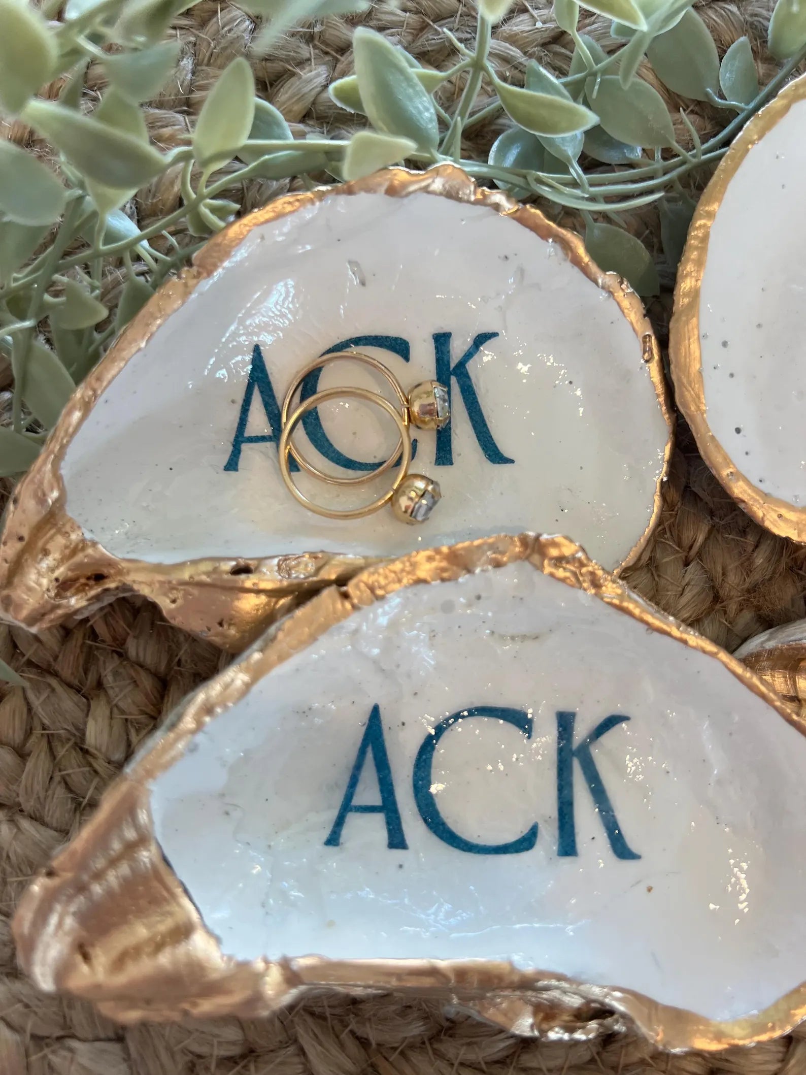 ACK NANTUCKET oyster ring dish beachy party favor. Nantucket party favor shell dish