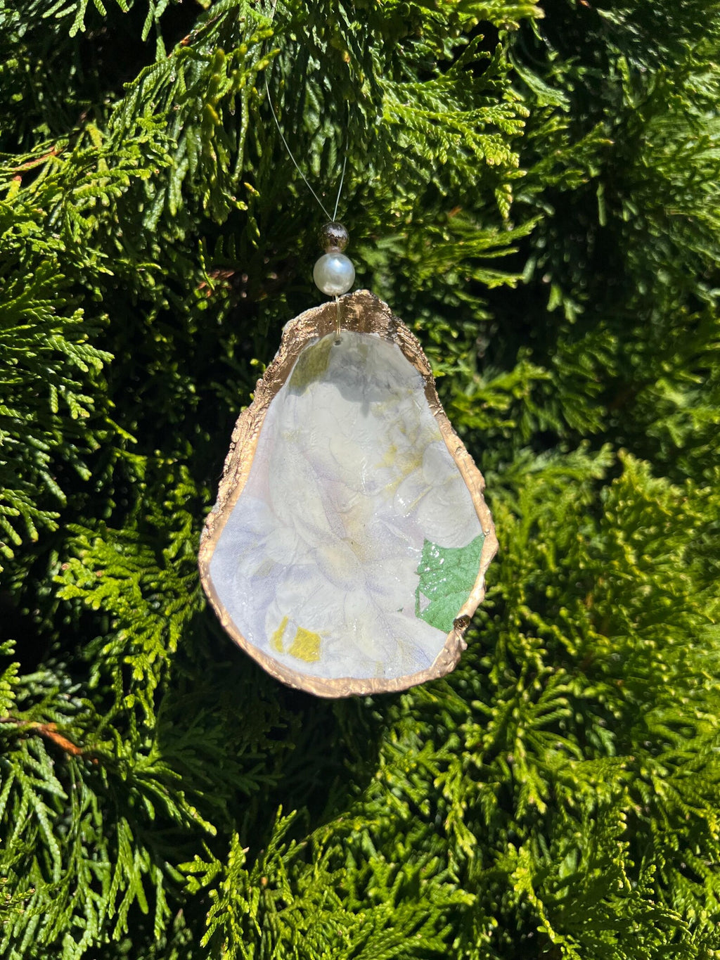 Magnolia oyster Ornament low country wedding favor. Magnolia Christmas ornament