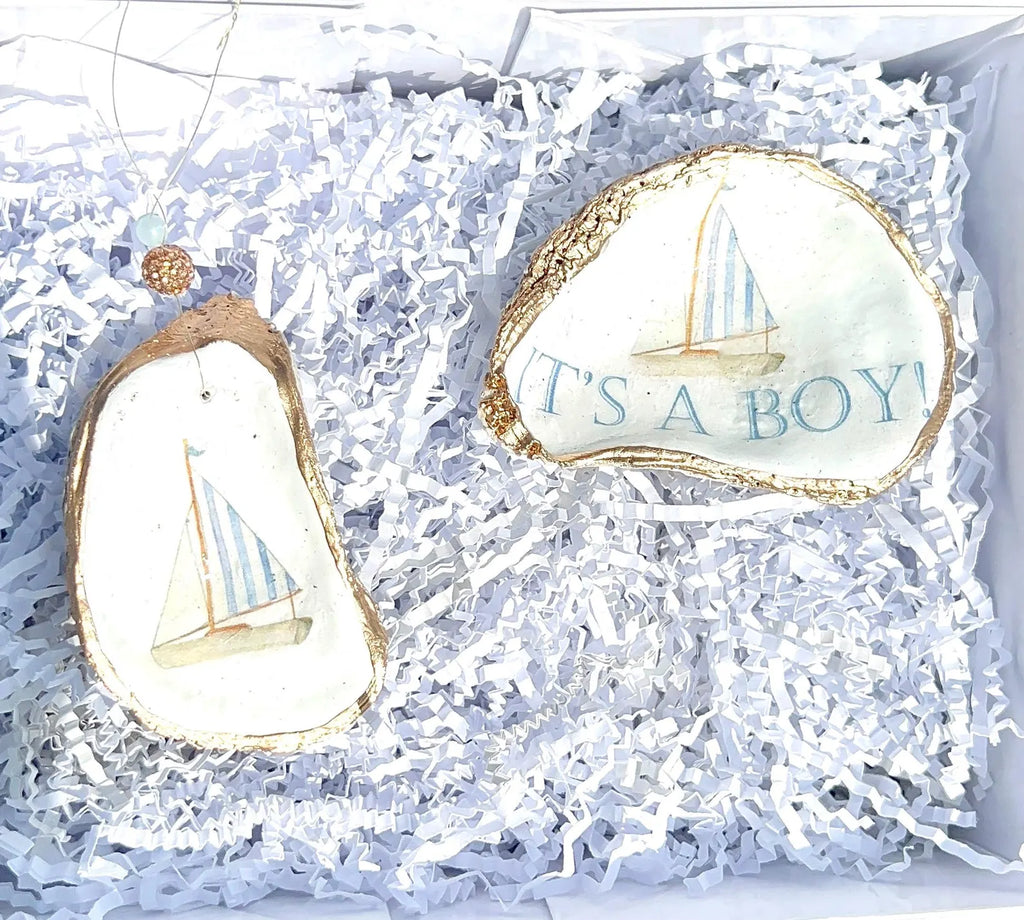 Boy Baby shower favor oyster ring Dish. Handmade boy shower favor