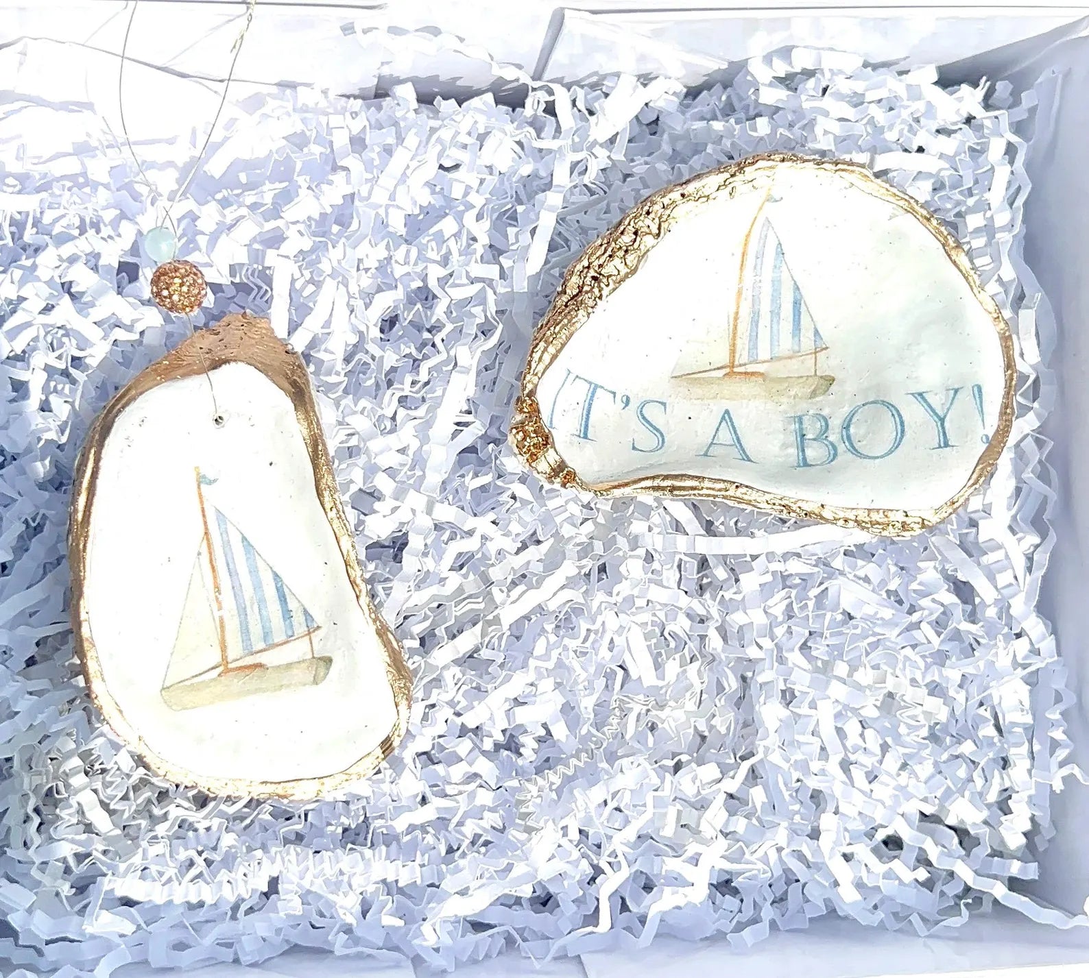 Boy Baby shower favor oyster ring Dish. Handmade boy shower favor