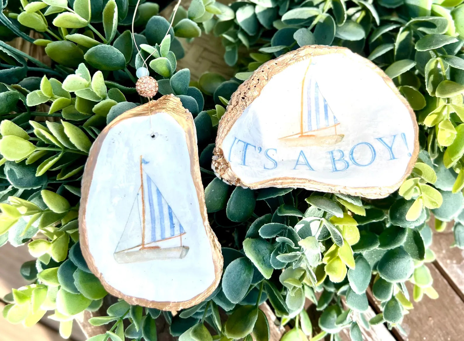 Boy Baby shower favor oyster ring Dish. Handmade boy shower favor