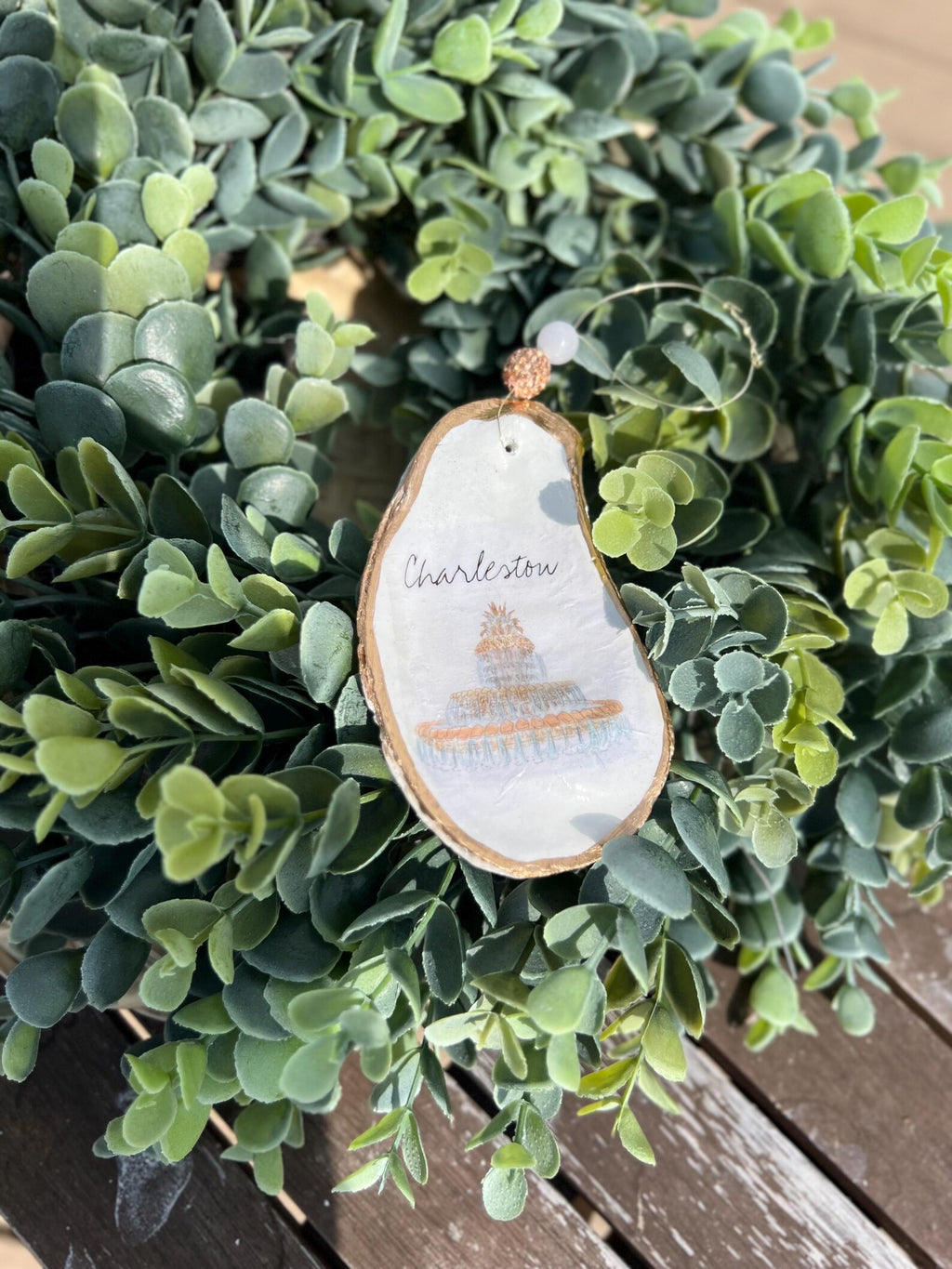 CHARLESTON PINEAPPLE FOUNTAIN Ornament. Charleston christmas ornament.
