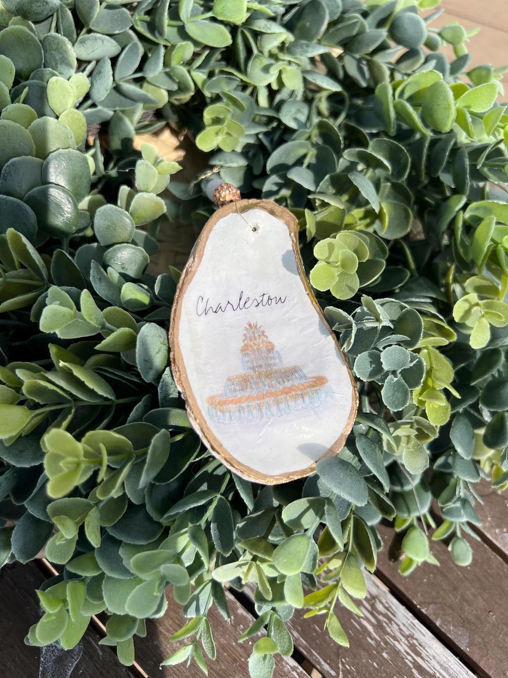CHARLESTON PINEAPPLE FOUNTAIN Ornament. Charleston christmas ornament.