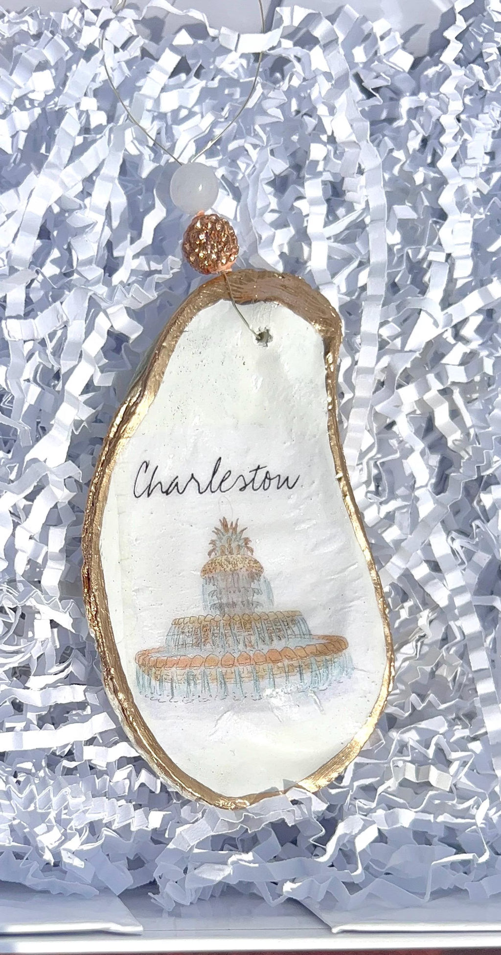 CHARLESTON PINEAPPLE FOUNTAIN Ornament. Charleston christmas ornament.