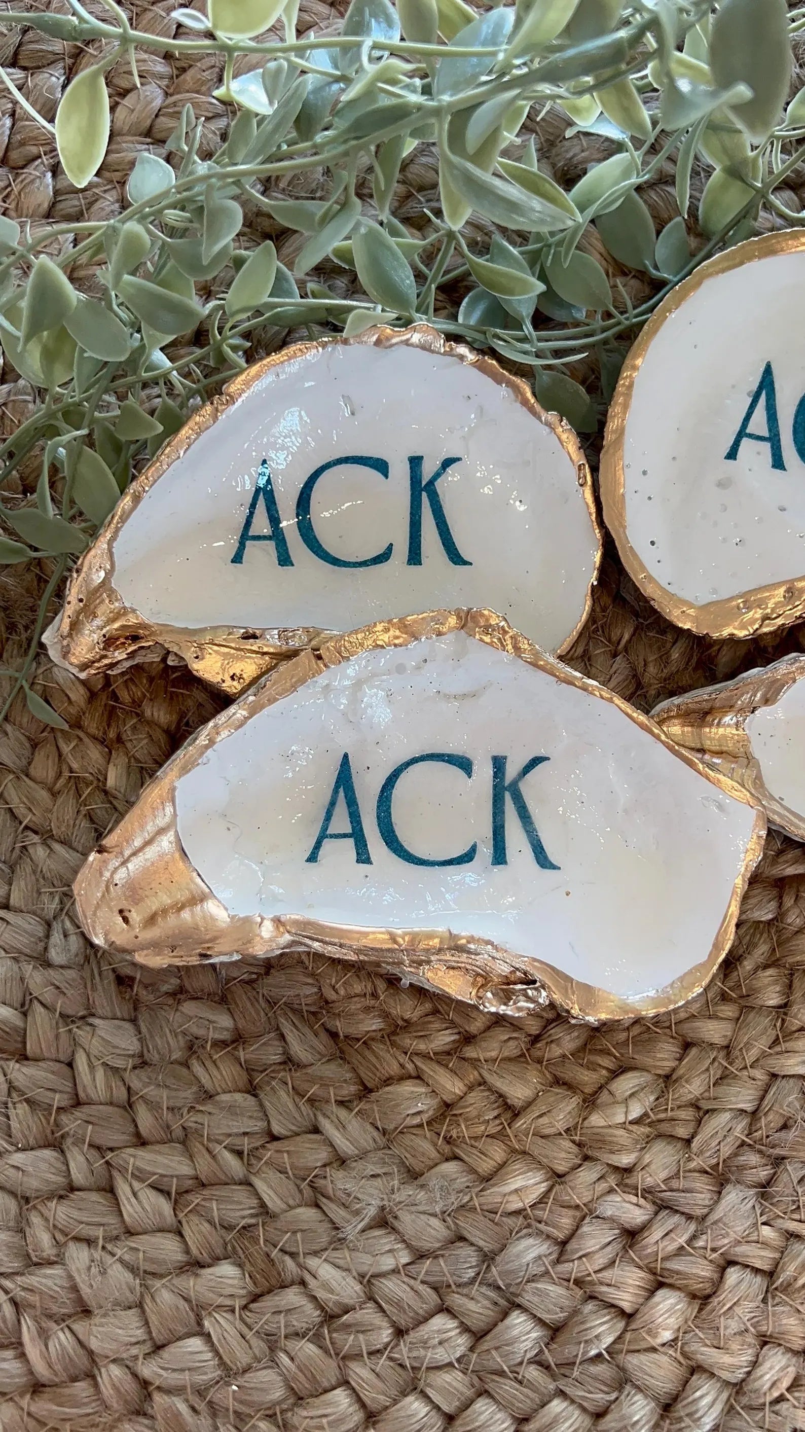 ACK NANTUCKET oyster ring dish beachy party favor. Nantucket party favor shell dish
