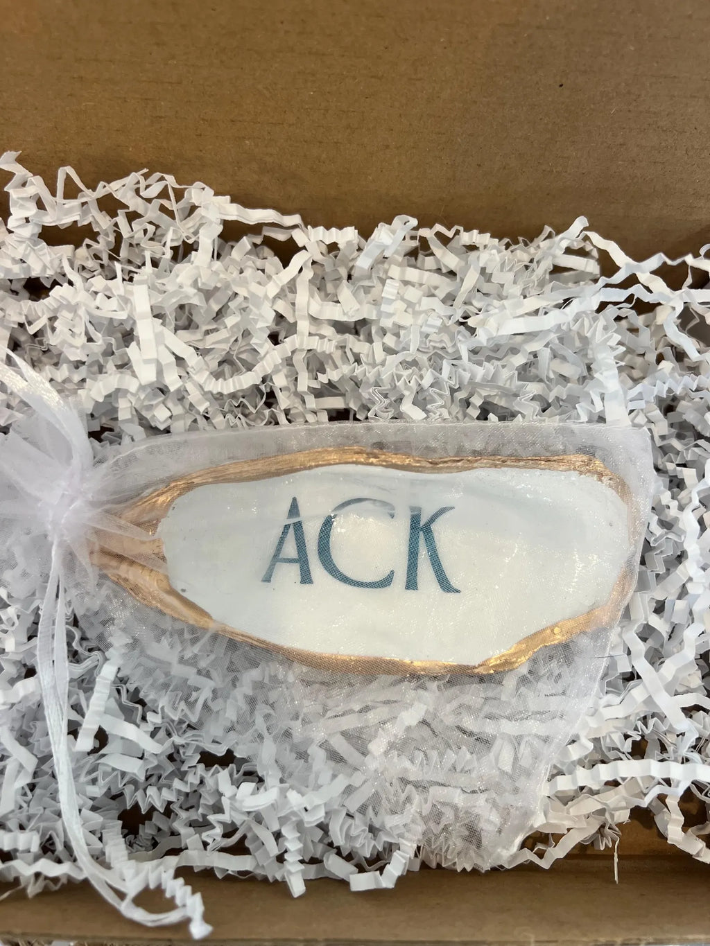ACK NANTUCKET oyster ring dish beachy party favor. Nantucket party favor shell dish