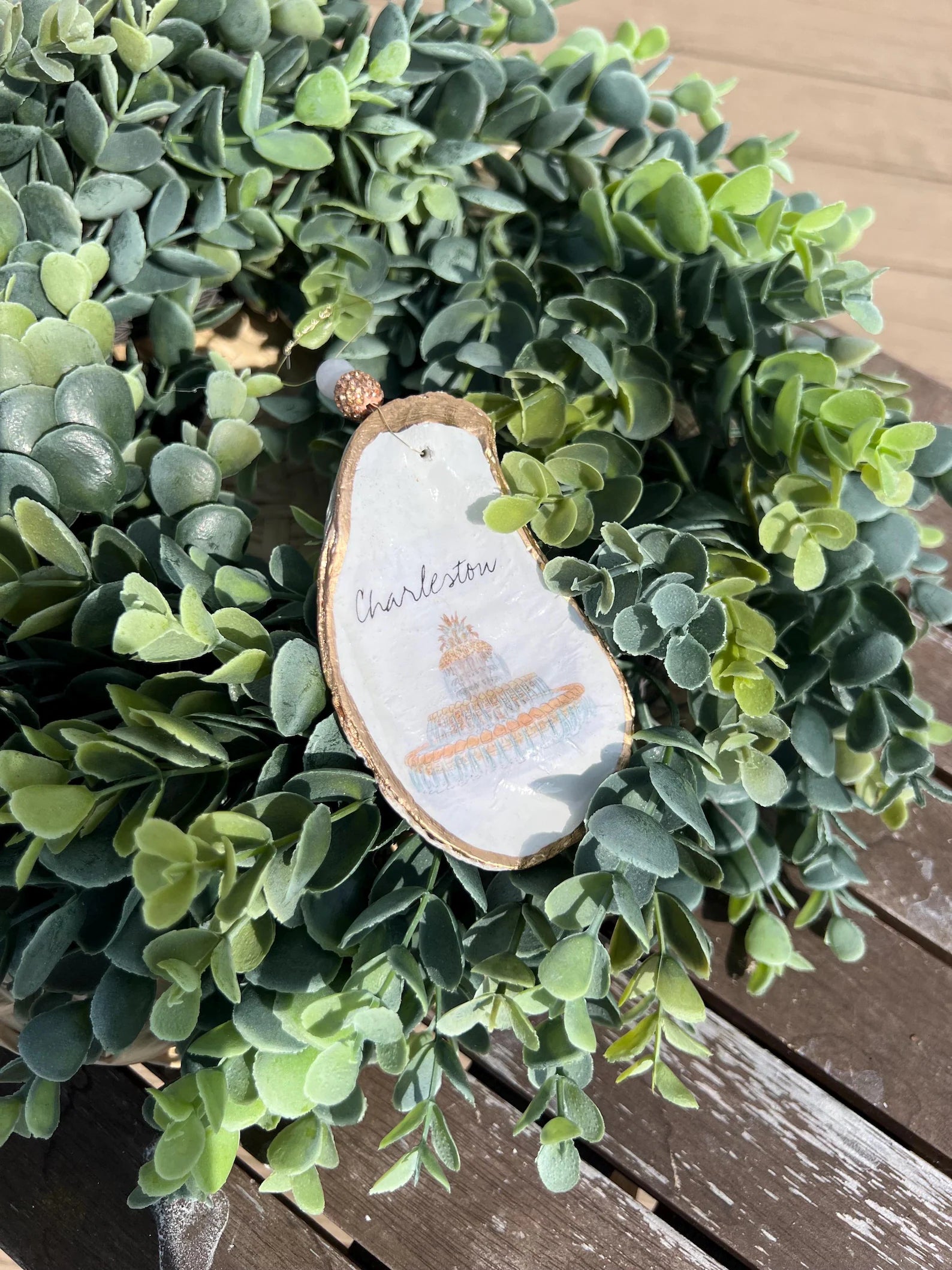 CHARLESTON PINEAPPLE FOUNTAIN Ornament. Charleston christmas ornament.