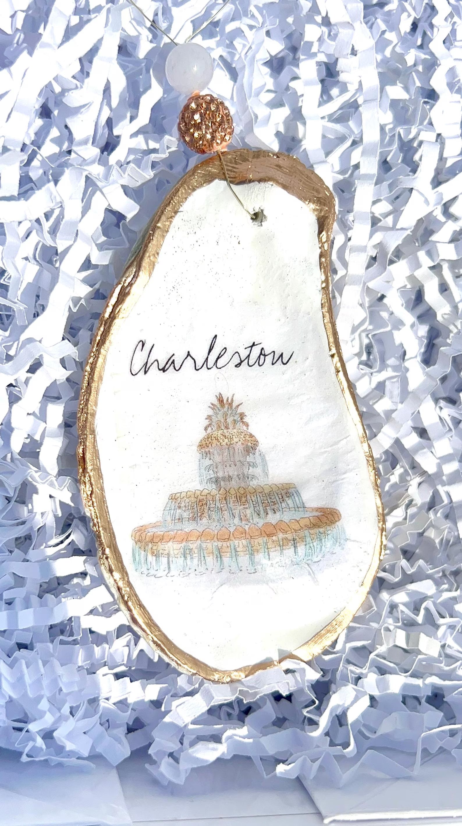 CHARLESTON PINEAPPLE FOUNTAIN Ornament. Charleston christmas ornament.