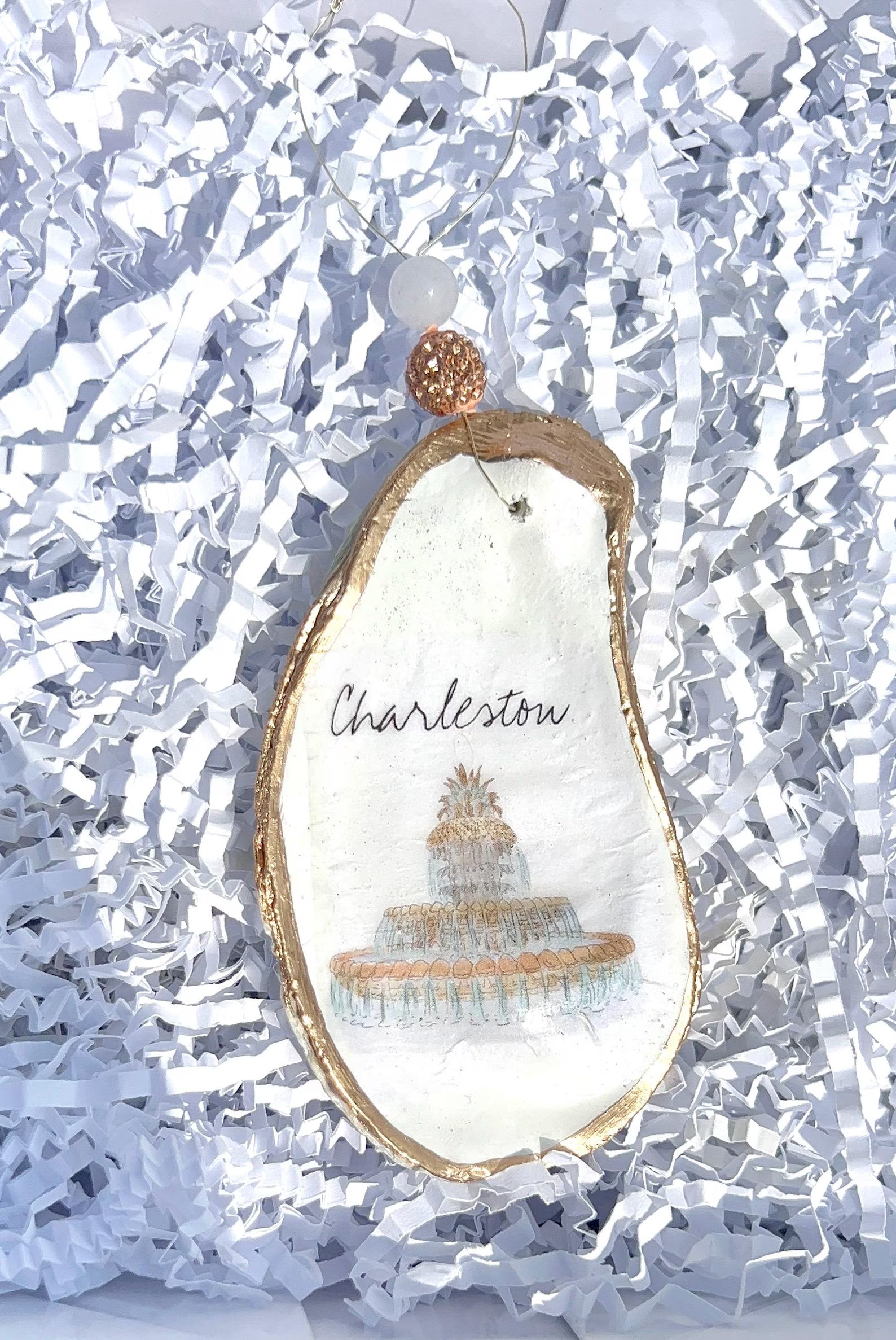 CHARLESTON PINEAPPLE FOUNTAIN Ornament. Charleston christmas ornament.