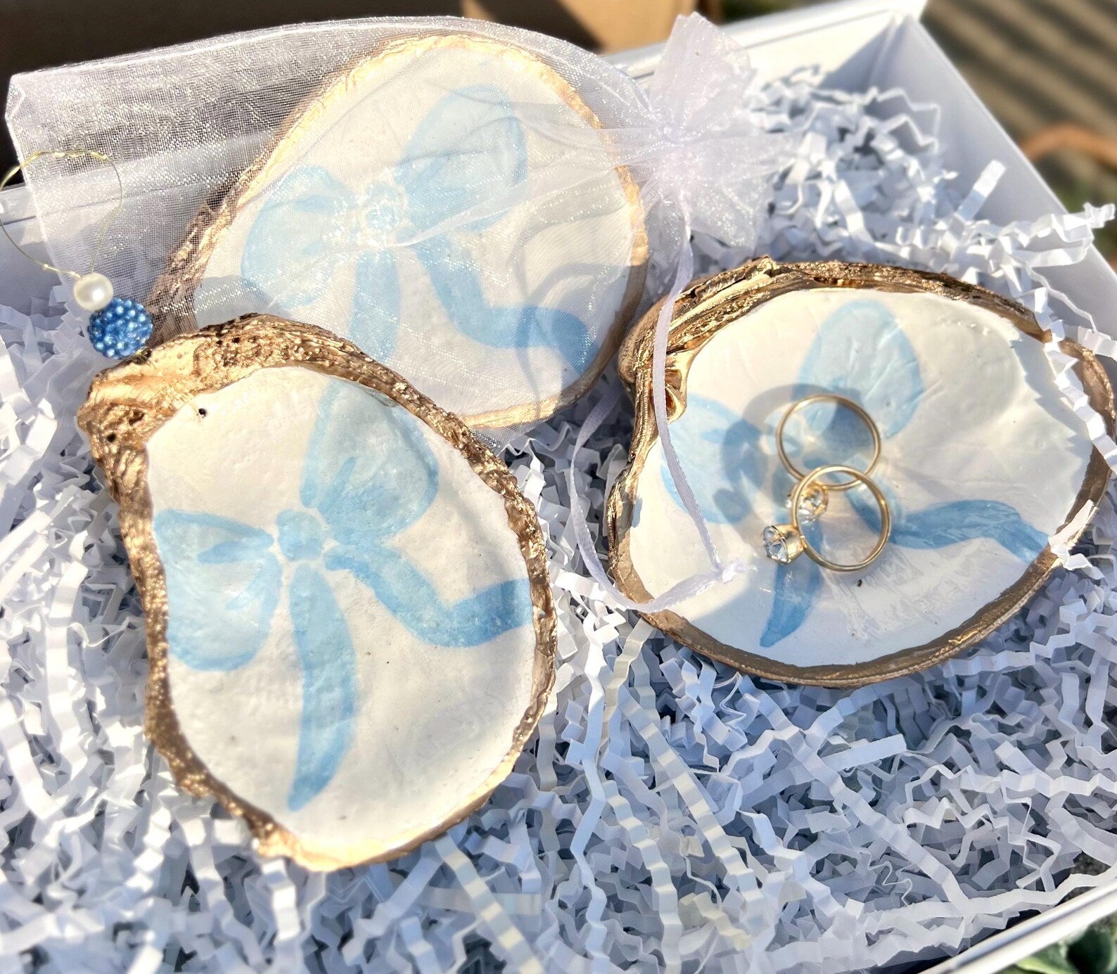 Boy baby shower favor blue bow. Coquette baby shower ornament