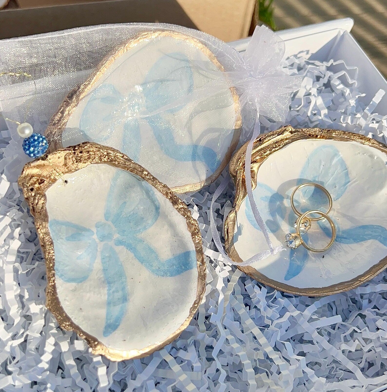 Boy baby shower favor blue bow. Coquette baby shower ornament