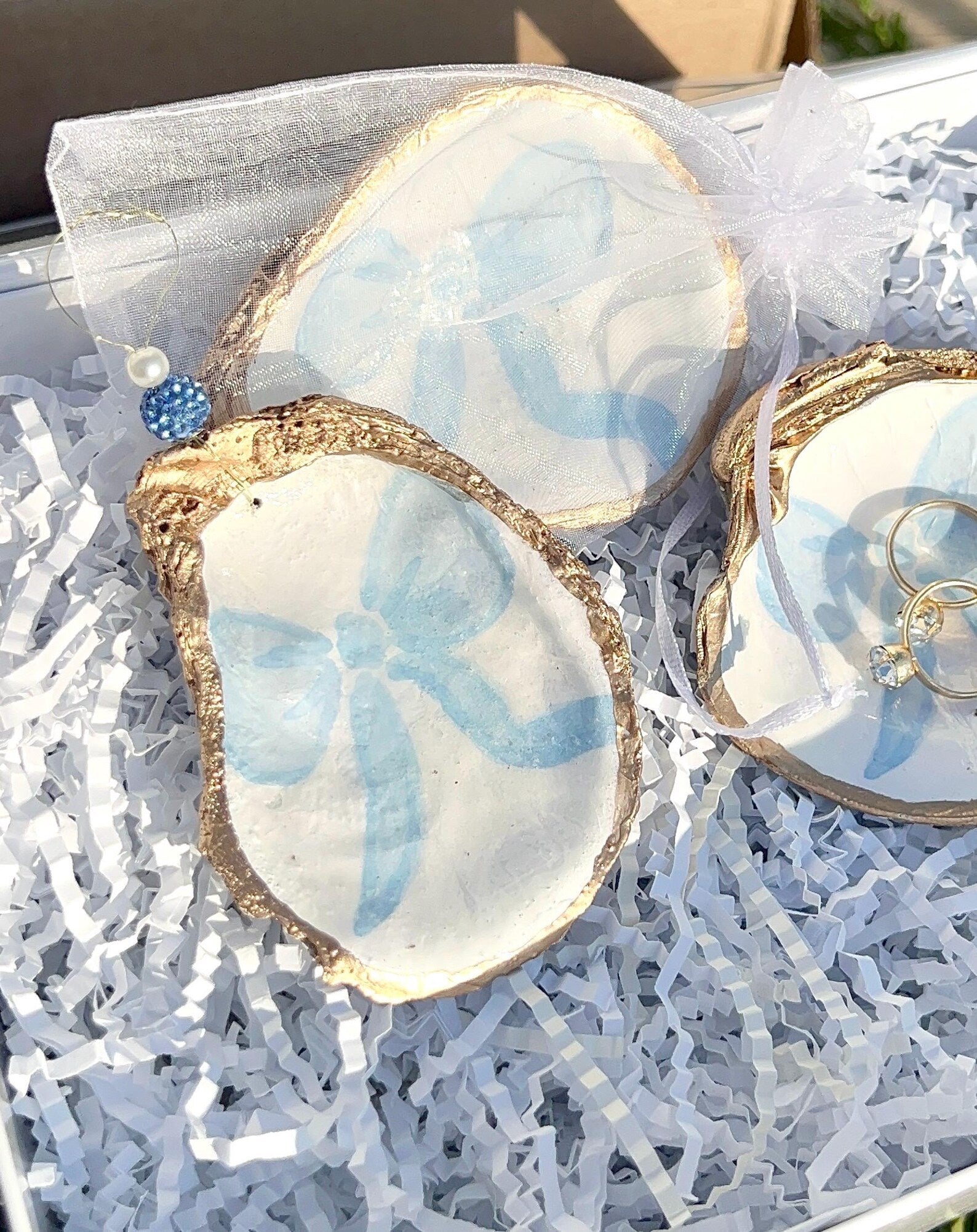 Boy baby shower favor blue bow. Coquette baby shower ornament