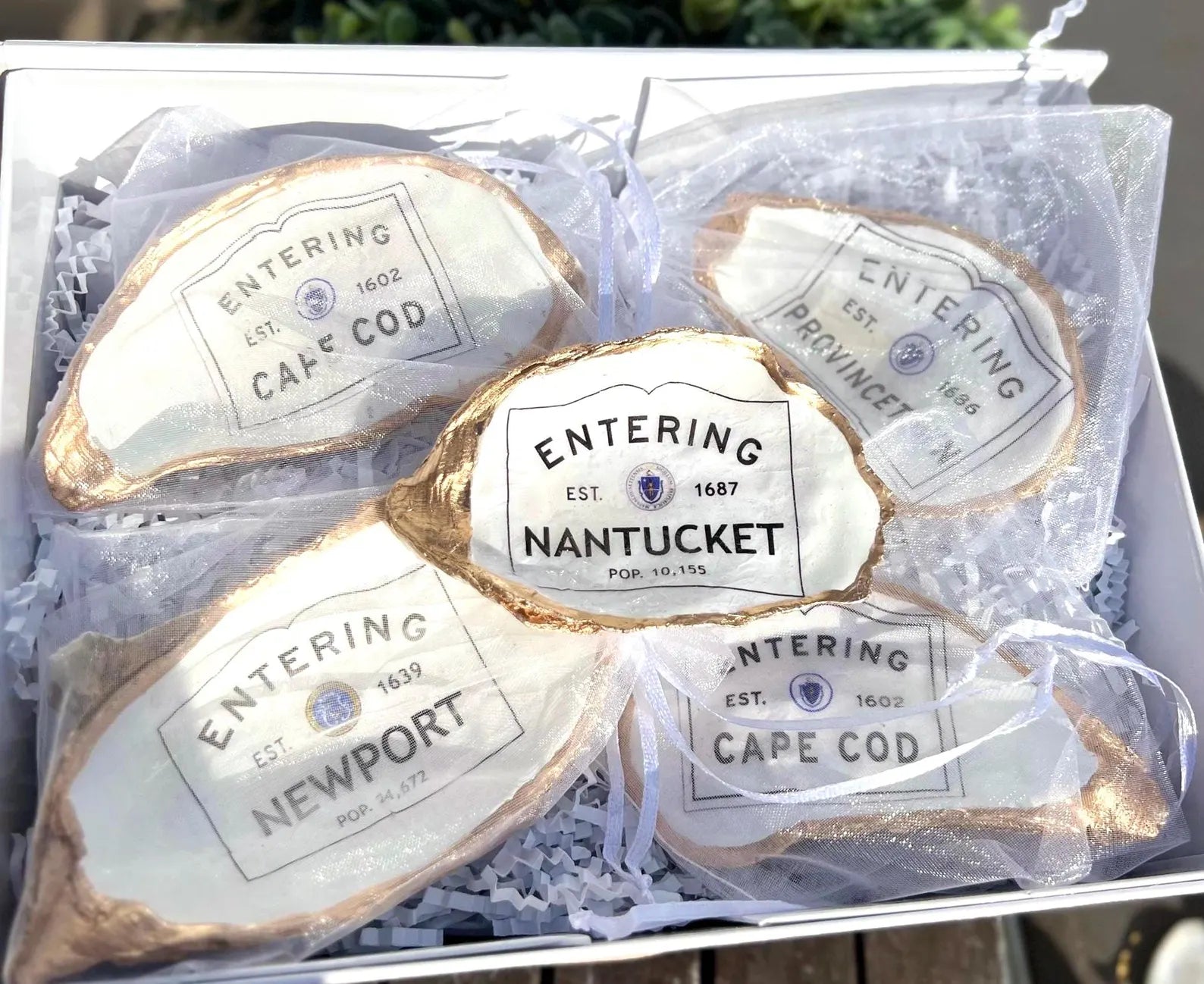 Nantucket wedding favor. Nantucket oyster ring dish favor