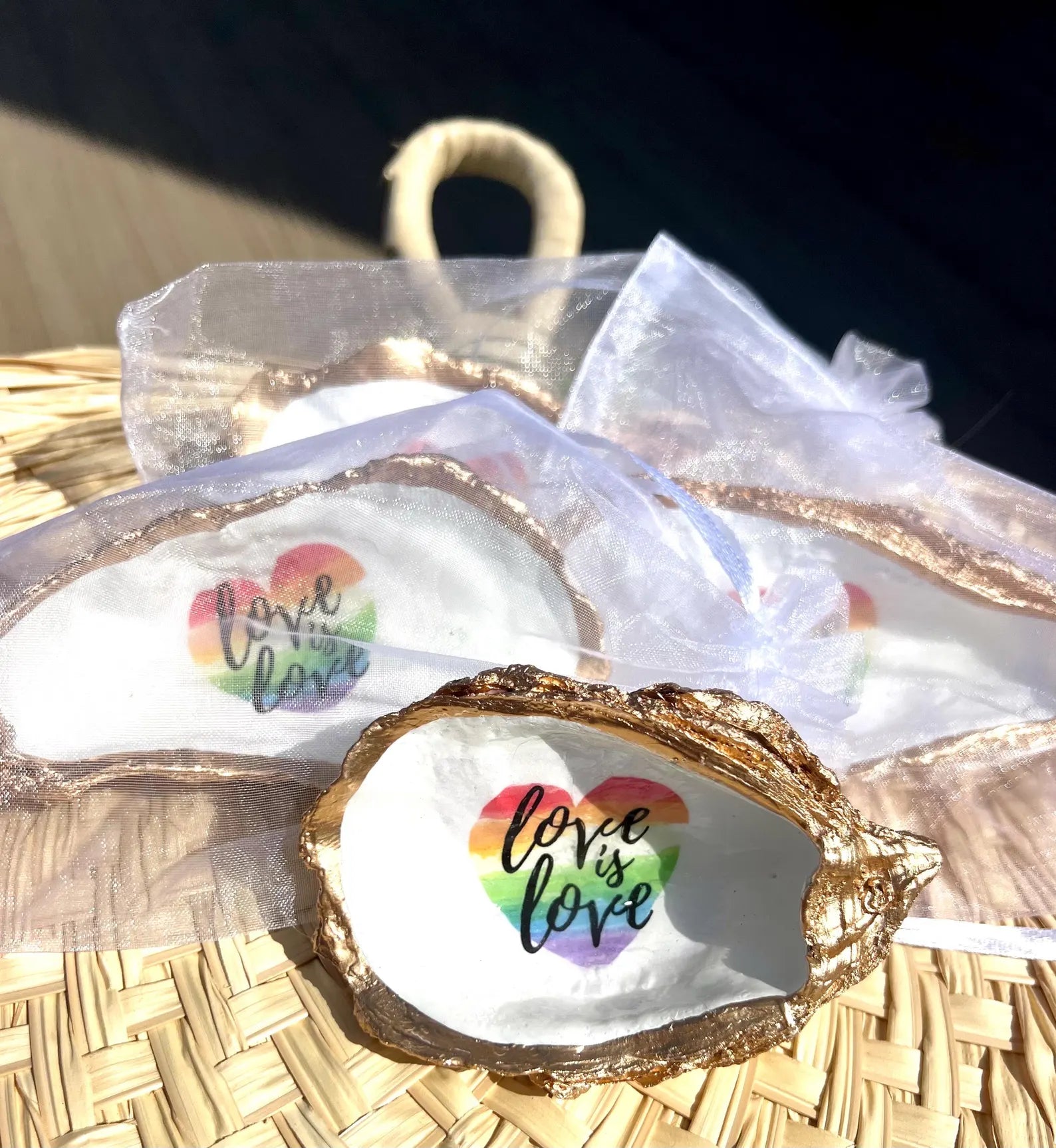 LGBT wedding favor oyster ring dish beach party favor