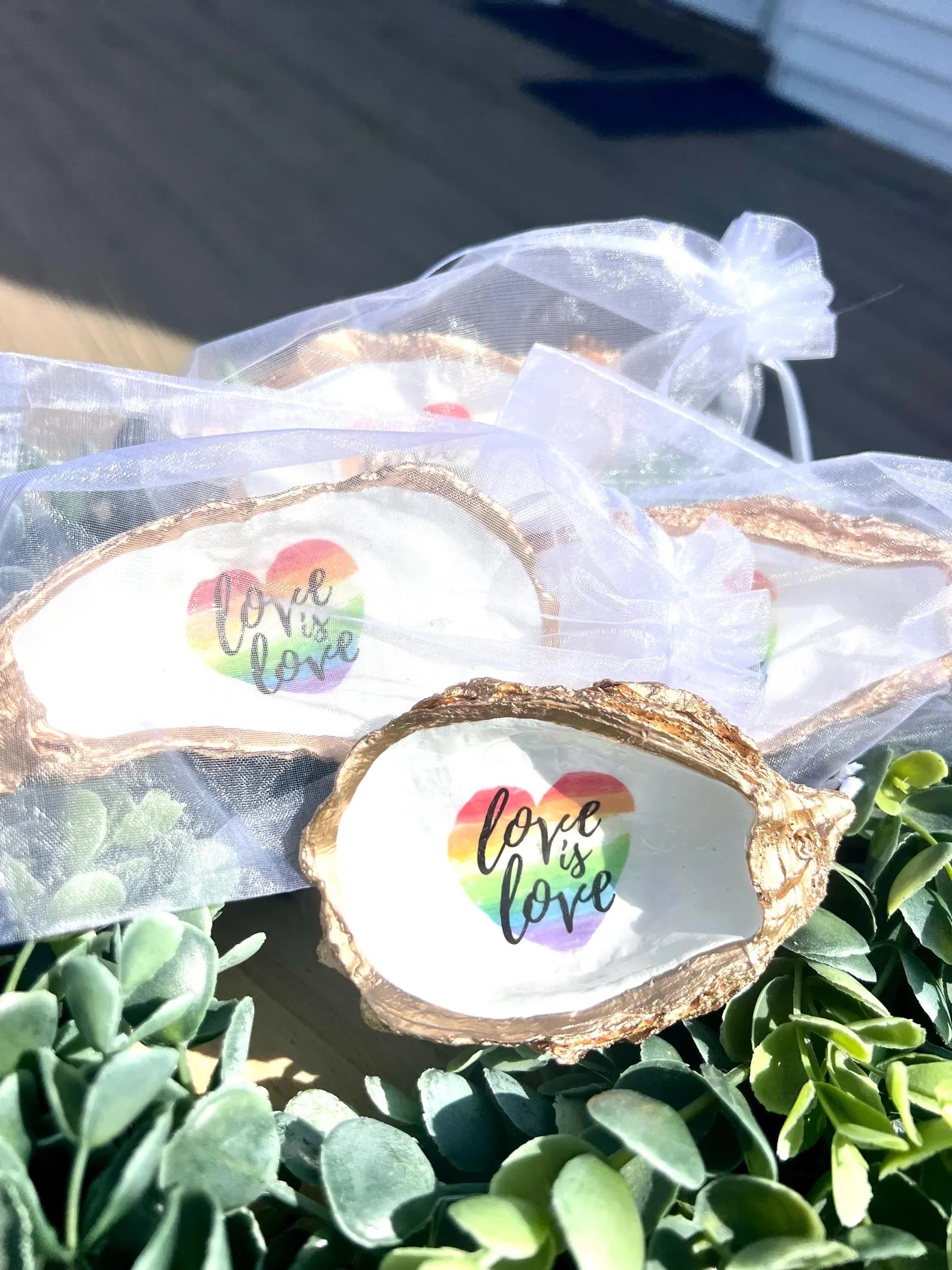 LGBT wedding favor oyster ring dish beach party favor