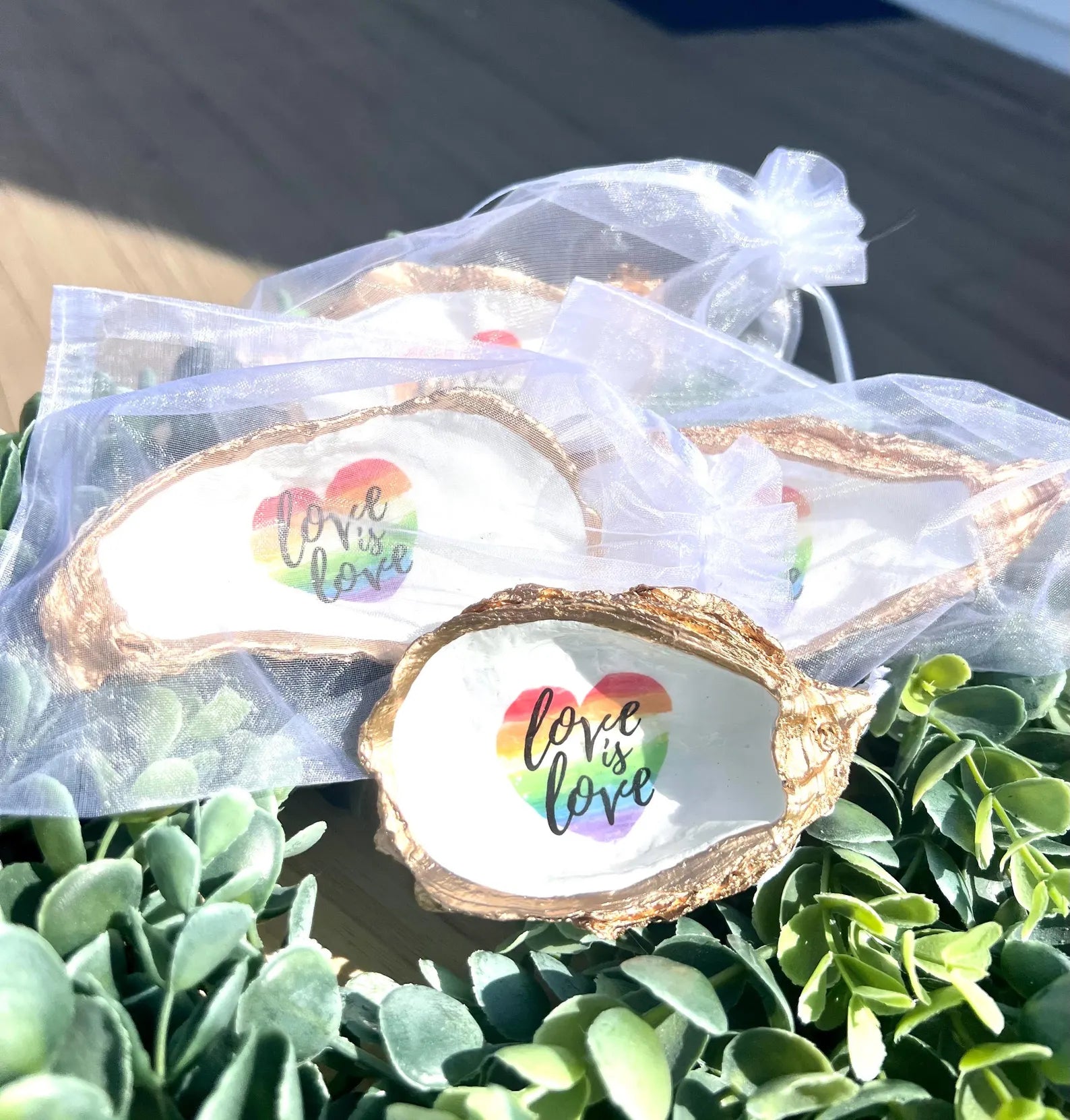 LGBT wedding favor oyster ring dish beach party favor