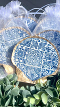 Mediterranean blue tile party favor decoupaged Shell Dish