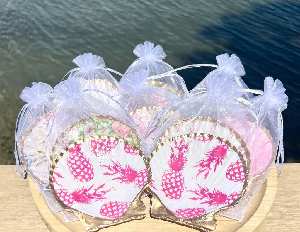PINK & WHITE shell ring dish bridal shower favor