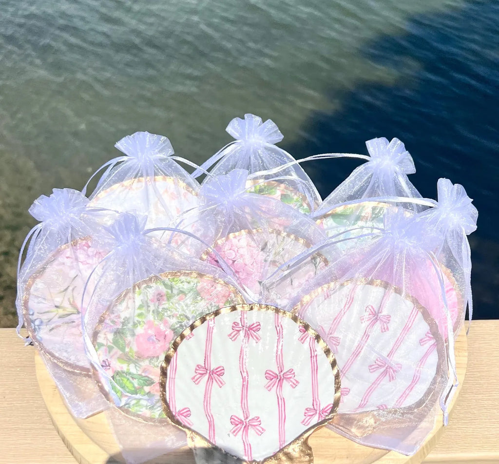 PINK & WHITE shell ring dish bridal shower favor