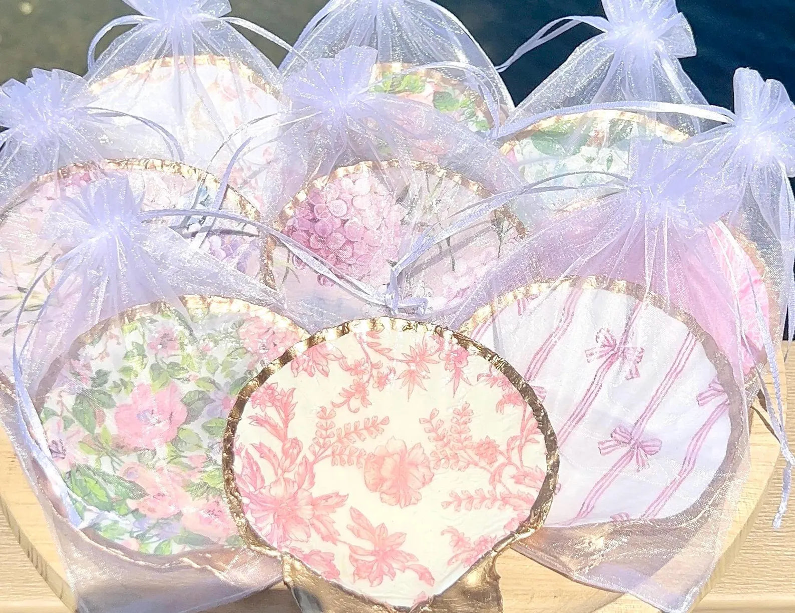 PINK & WHITE shell ring dish bridal shower favor