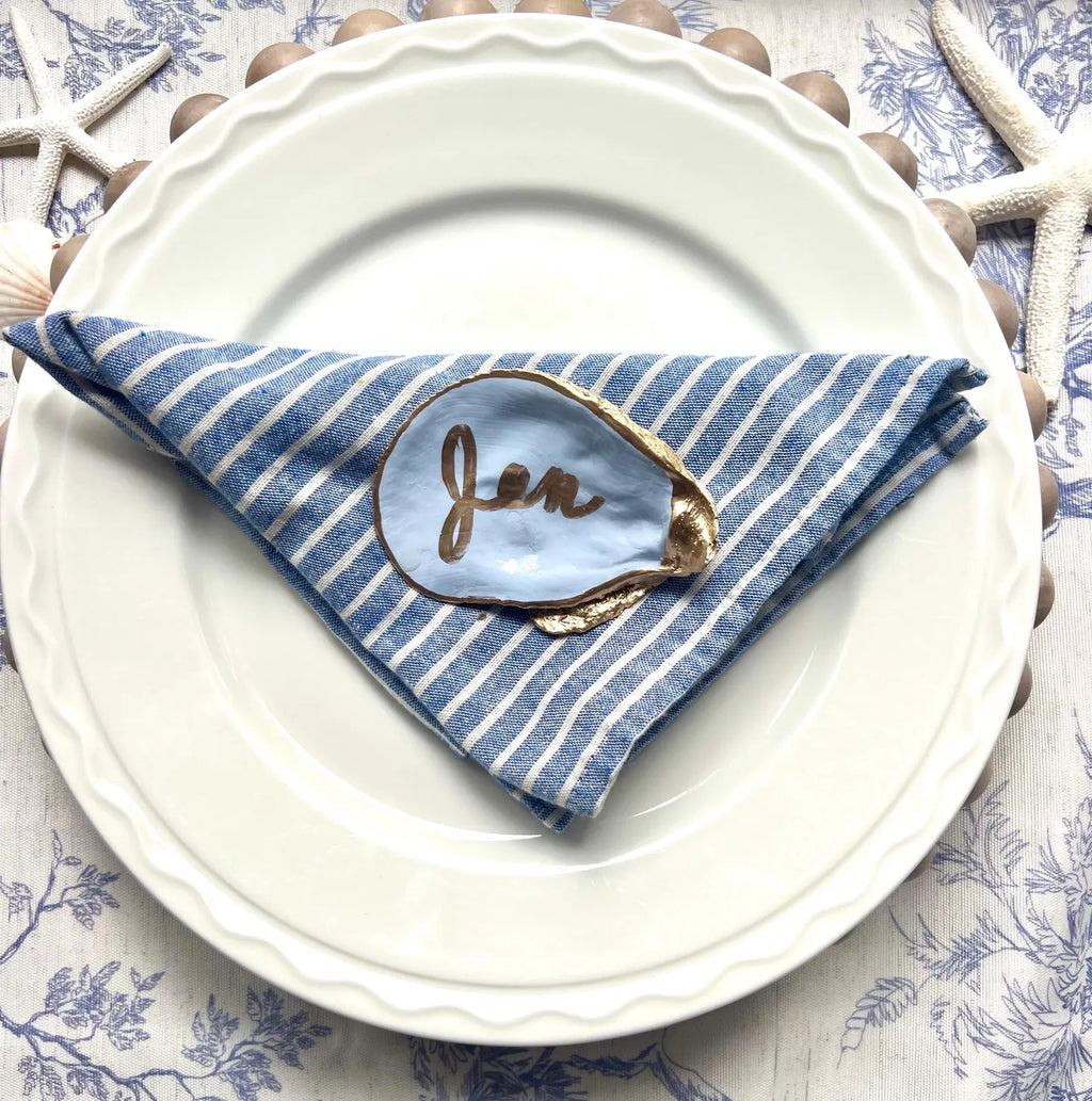 Dusty blue bridal shower favor idea shell dish. Coastal bridal shower trinket dish favor