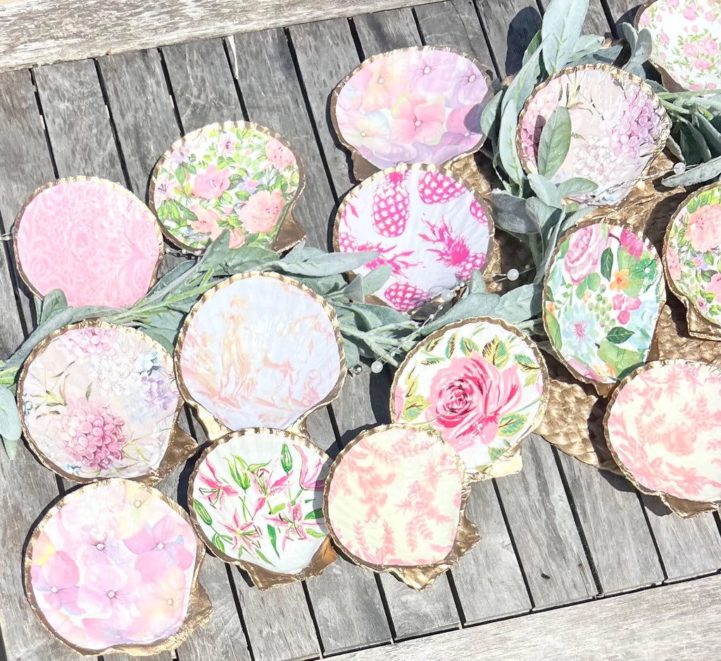 PINK & WHITE shell ring dish bridal shower favor