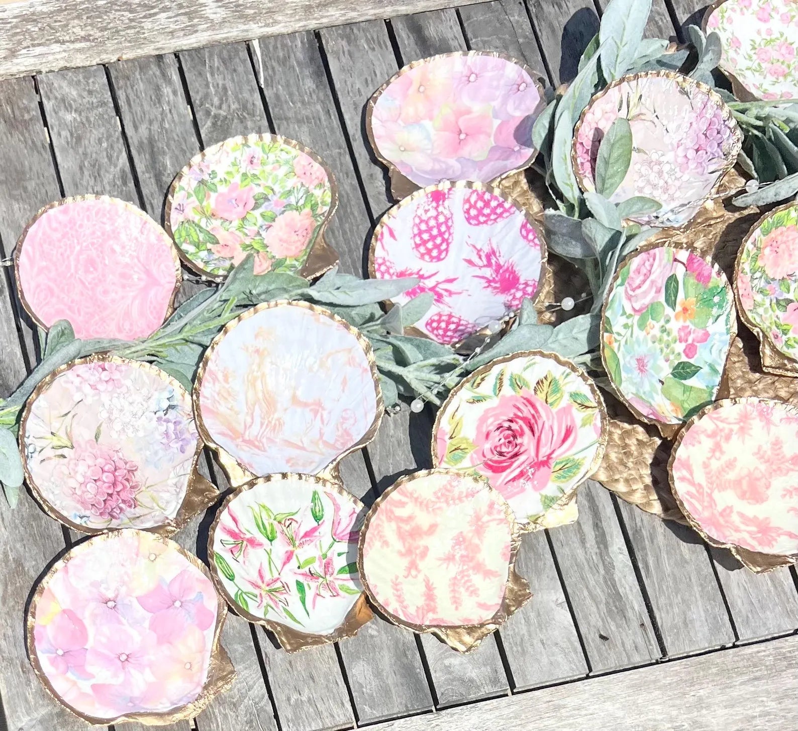 PINK & WHITE shell ring dish bridal shower favor