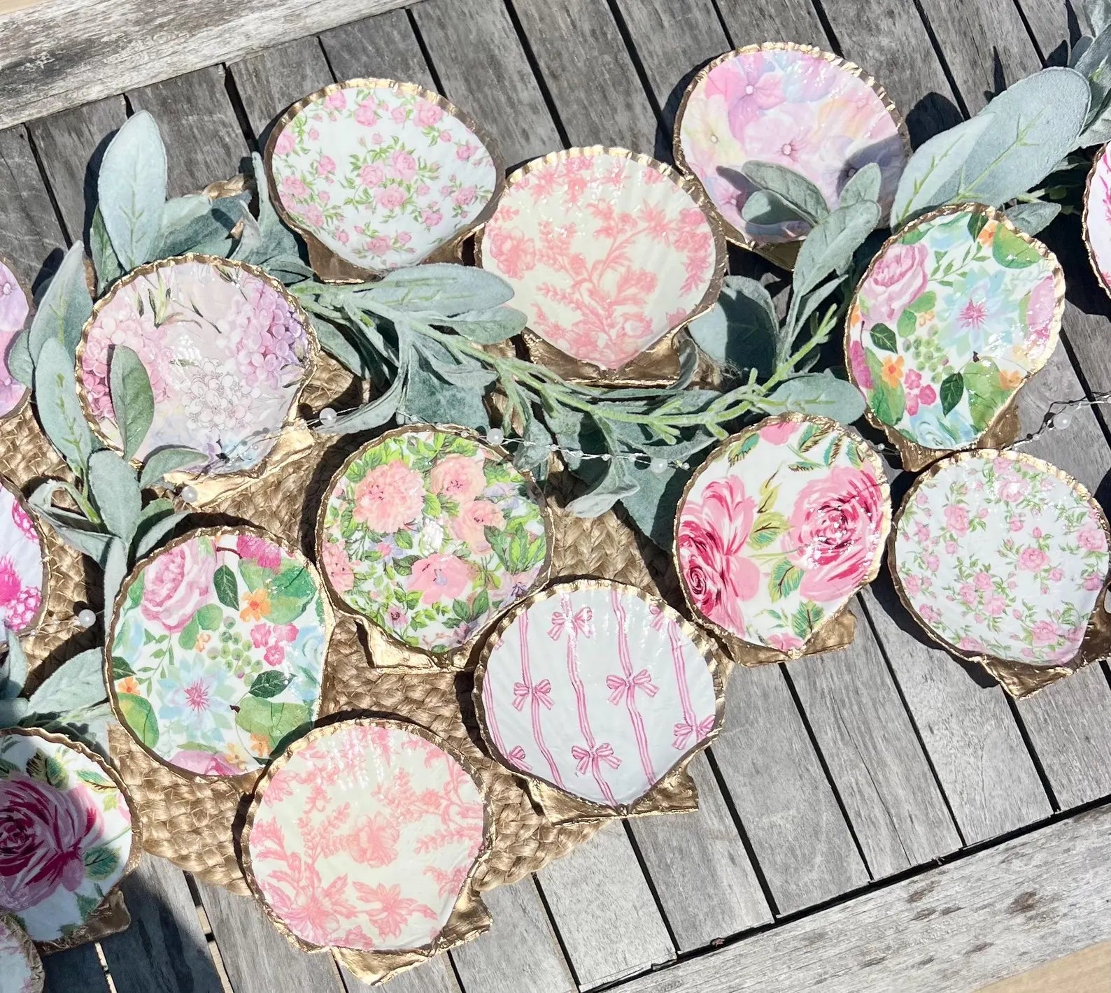 PINK & WHITE shell ring dish bridal shower favor